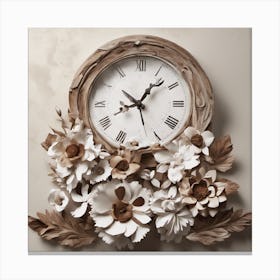 Clock With Flowers 1 Canvas Print