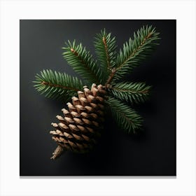 Pine Cone Isolated On Black Background Canvas Print