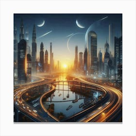 Futuristic Cityscape 13 Canvas Print