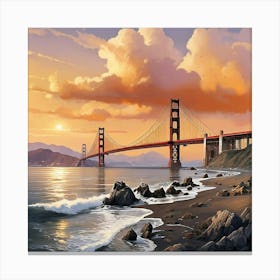 Golden Gate Bridge At Sunset Canvas Print