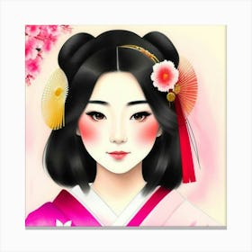 Tradition Embodied: A Japanese Geisha's Poise Canvas Print