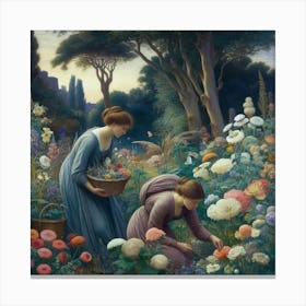 Two Women In A Garden Canvas Print