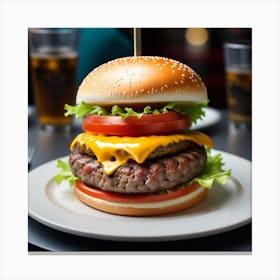 Hamburger In A Restaurant 6 Canvas Print