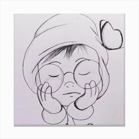 Drawing Of A Little Boy Canvas Print