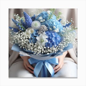 Blue And White Flower Bouquet 3 Canvas Print
