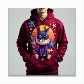 Cat With Stars Hoodie Canvas Print