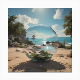 Glass Ball On The Beach Canvas Print