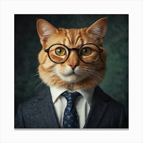 Cat In Business Suit Canvas Print