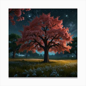 Tree At Night Canvas Print