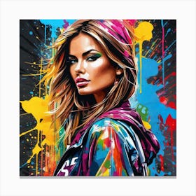 Girl With Paint Splatters 8 Canvas Print