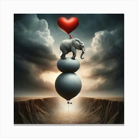 Elephant With A Heart Canvas Print