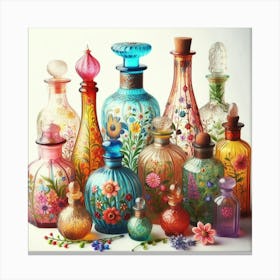 Flourish Glass Bottles Canvas Print