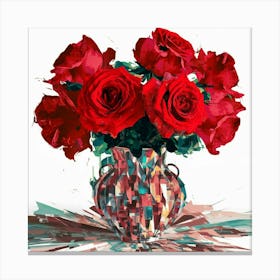 Red Roses In A Vase 2 Canvas Print