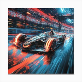 Racing Car At Night Art Canvas Print