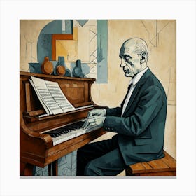 Default Classic Pianist Artwork Picasso Style Drawing 2 (1) Canvas Print