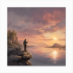 Sunset Fishing Canvas Print