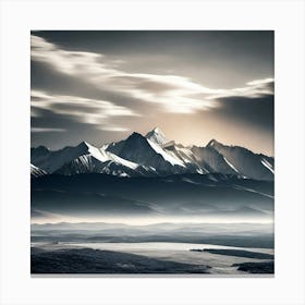 Black And White Mountains 1 Canvas Print