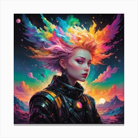 Girl With Colorful Hair 6 Canvas Print