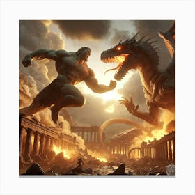 TItan Vs Dragon Canvas Print