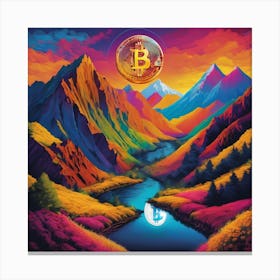 Bitcoin Rising Behind The Mountain1 Canvas Print