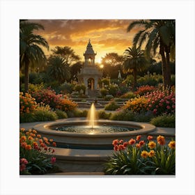 Sunset In The Garden 1 Canvas Print