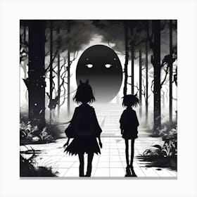 Black and White Forest Monster Canvas Print