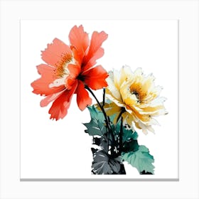 Two Flowers In A Vase Canvas Print