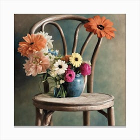 Flowers On A Chair Art Print 1 Canvas Print