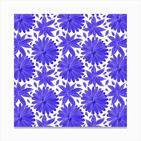 Floral Blooms Blue Canvas Print