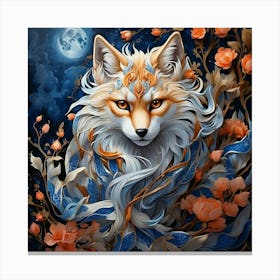 Fox In The Moonlight Canvas Print