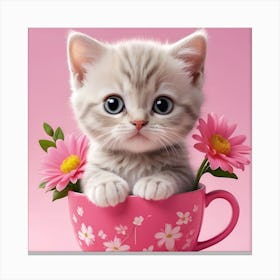 Kitten In A Cup Canvas Print