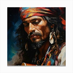 A Close Up Abstract Oil Painting Of A Bohemian Musician Rendered In Stunning Ultra High Definition 239828339 Canvas Print