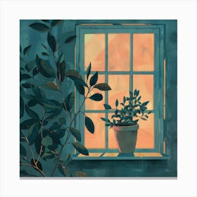 Potted Plant On Window Sill 2 Canvas Print