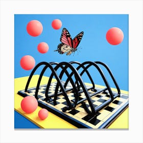 Butterfly On A Chess Board Canvas Print