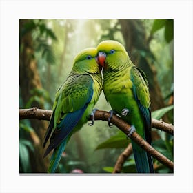 Default Green Jungle Parakeets Art 0 Canvas Print