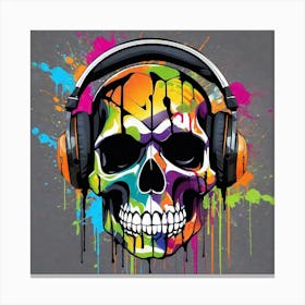 Skull With Headphones 63 Canvas Print