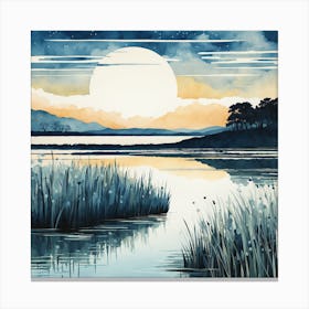 Moonlight Over The Lake Canvas Print