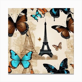 Paris Butterflies Wallpaper Canvas Print