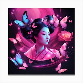 Asian Girl With Butterflies 3 Canvas Print