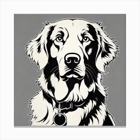 Golden Retriever Canvas Print, Black and white illustration, Dog drawing, Dog art, Animal illustration, Pet portrait, Realistic dog art Canvas Print