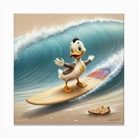 Donald Duck Surfing 2 Canvas Print