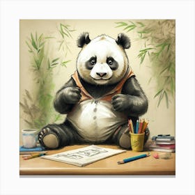 Panda Bear Drawing 2 Canvas Print