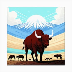 Bulls In The Desert 8 Canvas Print