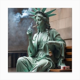 Statue Of Liberty Smoking 1 Canvas Print
