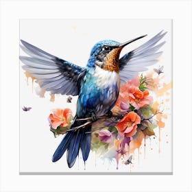 Harmony in Flight: Hummingbirds and the Blooming Blossom Canvas Print