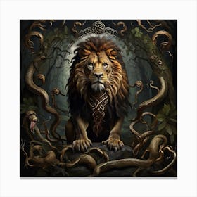 Lion In The Forest Canvas Print