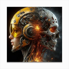 Woman In A Helmet Canvas Print