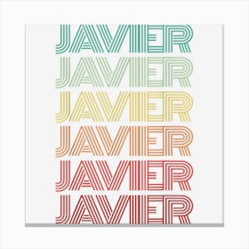 First Name Javier Spanish Boy Retro Birthday Nametag Canvas Print