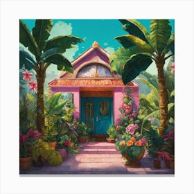 Pink House In The Jungle Canvas Print