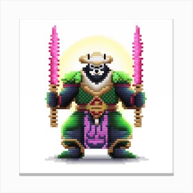 Pixel Art - Panda Monk Warrior #1 Canvas Print